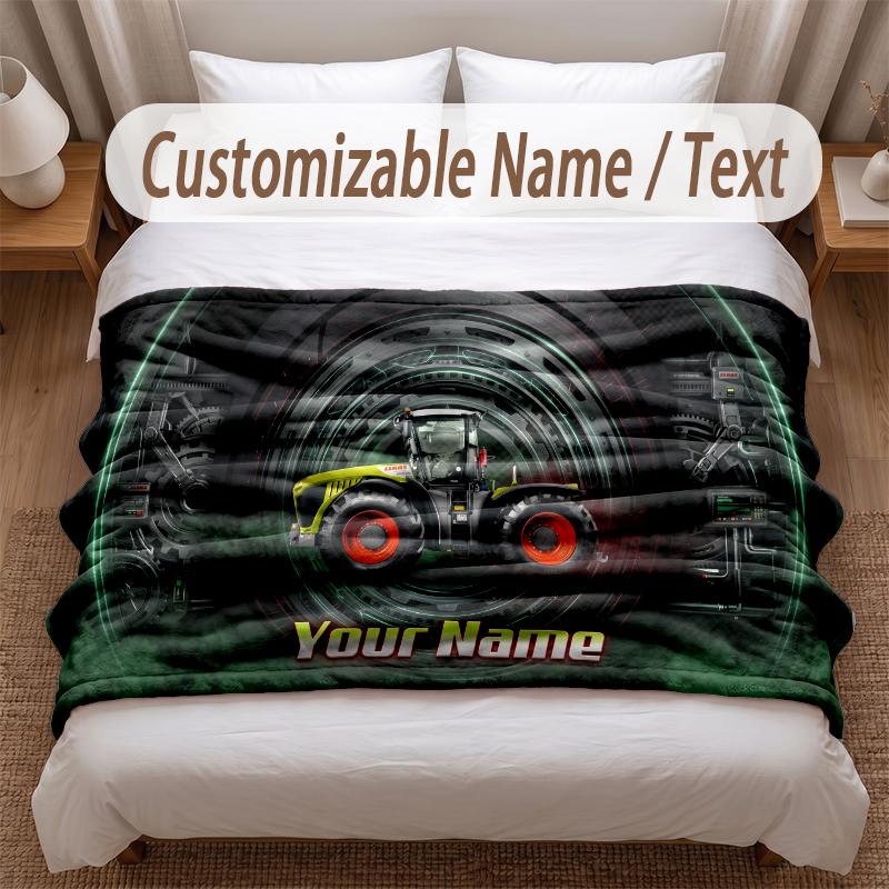 CLAAS Printed Flannel Blanket Custom Name Text Soft Warm Throw For Bedroom Holiday Gift