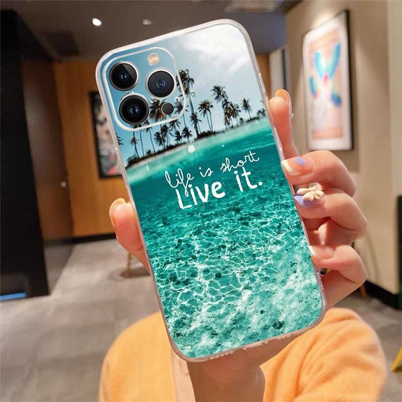Phone Case For iphone 17 Pro Max Air 16 15 14 13 Pro Max 15 16 Pro 15Plus Travel Mountain Forest Sea Beach quotes
