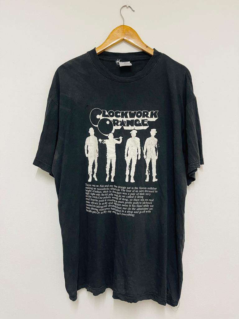 Vintage 90s Clockwork Orange Film T-Shirt / Movie / Streetwear / Psychopathic / Rare / Distressed / Black / XL