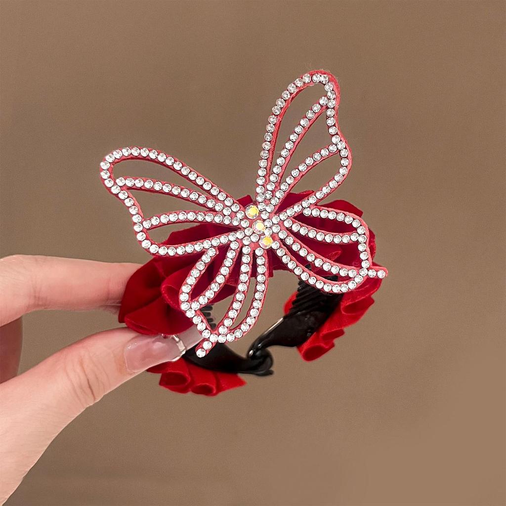 Children's 2026 New Year Red Crown Hair Clip Ponytail Holder for Girls