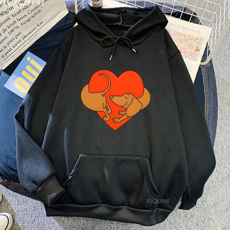 Dachshund Heart Funny Graphic Hoodie Fashion Design Autumn Winter Men Women Sweatshirt Fleece Oversized Couples Casual Hoodies