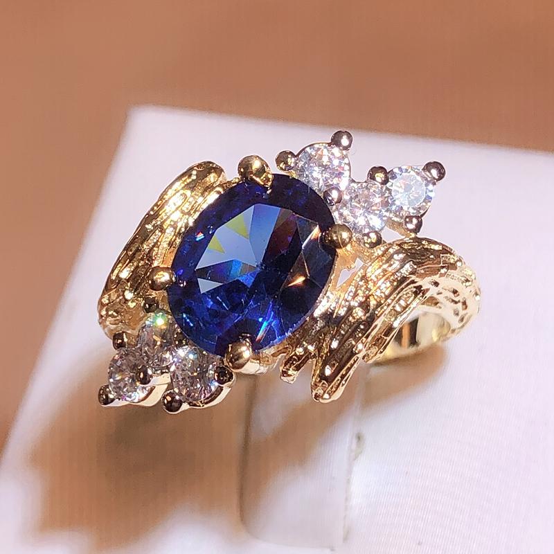 Sapphire Ring For Women Stamp Jewelry With Gemstones Branch Vine Trendy Female Accessory For Party Gift