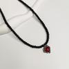 Gothic Style Heart And Butterfly Black Crystal Beaded Necklace Unique Neck Chain For Women Seeking Unique Fashion