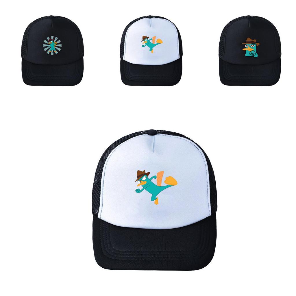 Perry das Schnabeltier Baseballkappe Verstellbar Acryl Mesh Breitkrempiger Sommerhut für Fans