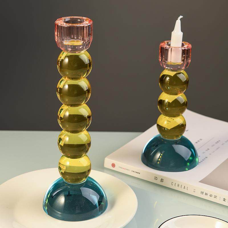 Crystal Candle Holder Luxury Decorative Candlesticks Party Birthday Colored Candle Holders Living Room Decoration Accessories
