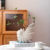 Ceramic Dried Flower Vase, White Shell Shaped Flower Arrangement Container, Home Desktop Decoration, Plant Hydroponic Flowerpot