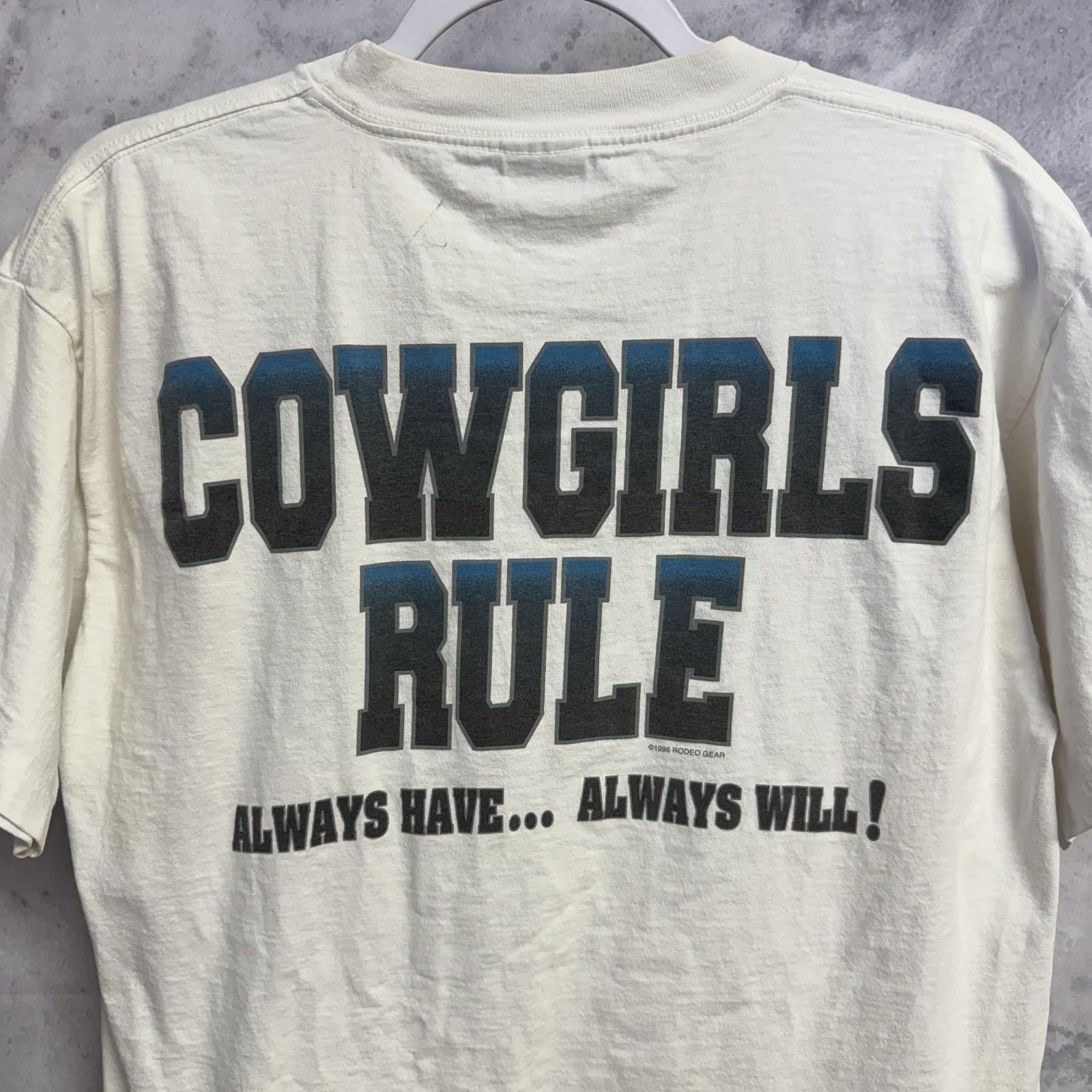 Vintage Cowgirls Rule Rodeo Gear Western T Shirt White Y2K 90s Large XXXL