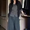 Premium Gray Round Neck Wool Cardigan - Women's Autumn/Winter Color Block Fashion.