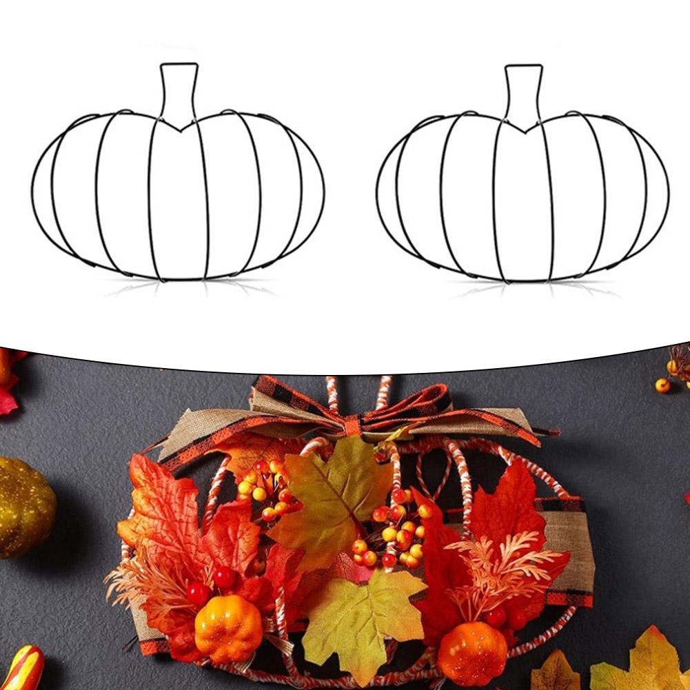 Autumn Harvest Fall Decor DIY Wreath Frame Autumn Decoration Easy To Use Pumpkin Shaped Design Halloween Decoration