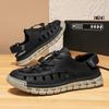 Men Sandals New Elastic Band Leather Hollow Breathable Comfortable Lightweight Summer Outdoor Beach Walking Sandals for Teen