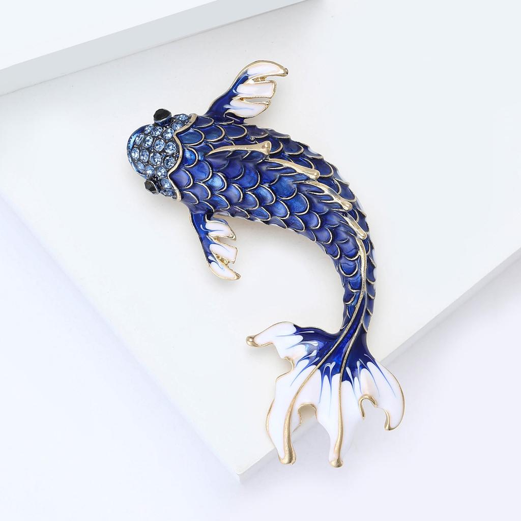 Enamel Carp Brooch for Women Unisex Animal Lapel Pins Party Friend Accessories Gifts