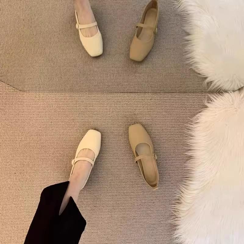 Evening French gentle wind single shoes women's shallow mouth square head thick heel with skirt fairy style versatile work soft sole women's shoes