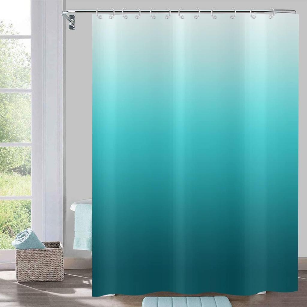 Water Ocean Abstract Blue Green Gradient Shower Curtain 90X 180Cm, Modern Waterproof Washable Shower Curtain