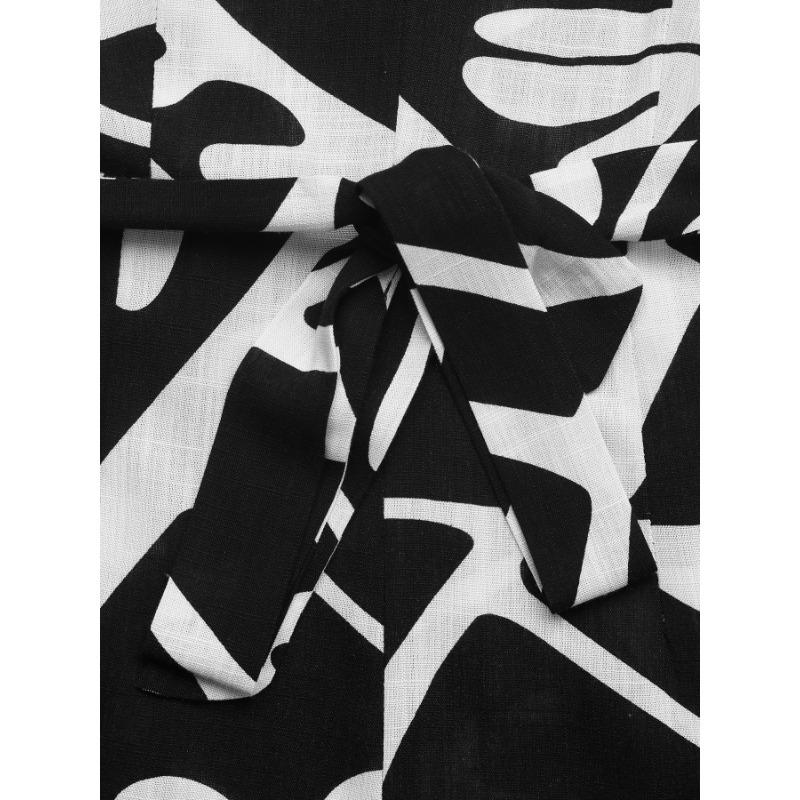 Dame V-hals Jumpsuit Bukser Sommer Ny Pendler Ermeløs Trykt Jumpsuit