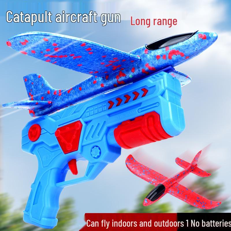 Kid's Foam Airplane Launcher & Thrower - Outdoor Flying Sports Toy for Boys
