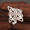 Dawapara Witch Knot Ring for Women Stainless Steel Adjustable Finger Rings Celtics Quaternary Witchcraft Good Luck Amulet