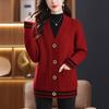 Women S Long Sleeve Knit Cardigan Plus Size Mom Style Casual Outerwear Autumn Winter Sweater