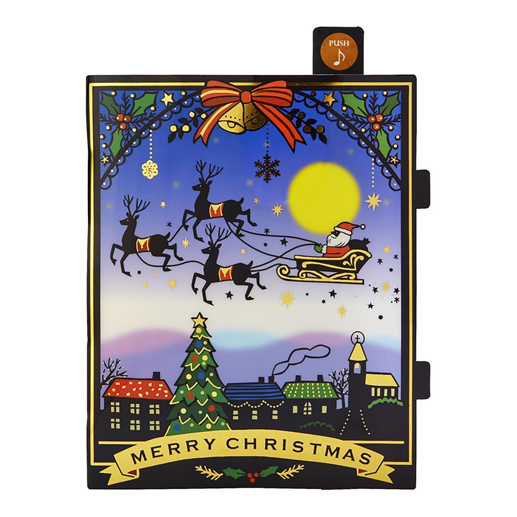 Sanrio Christmas Melody Santa In the Night WISH YOU A MERRY Greeting Ships JXPM SANRIO 527416 Card, Card, Shadow-Style Sky, "WE CHRISTMAS" Card,