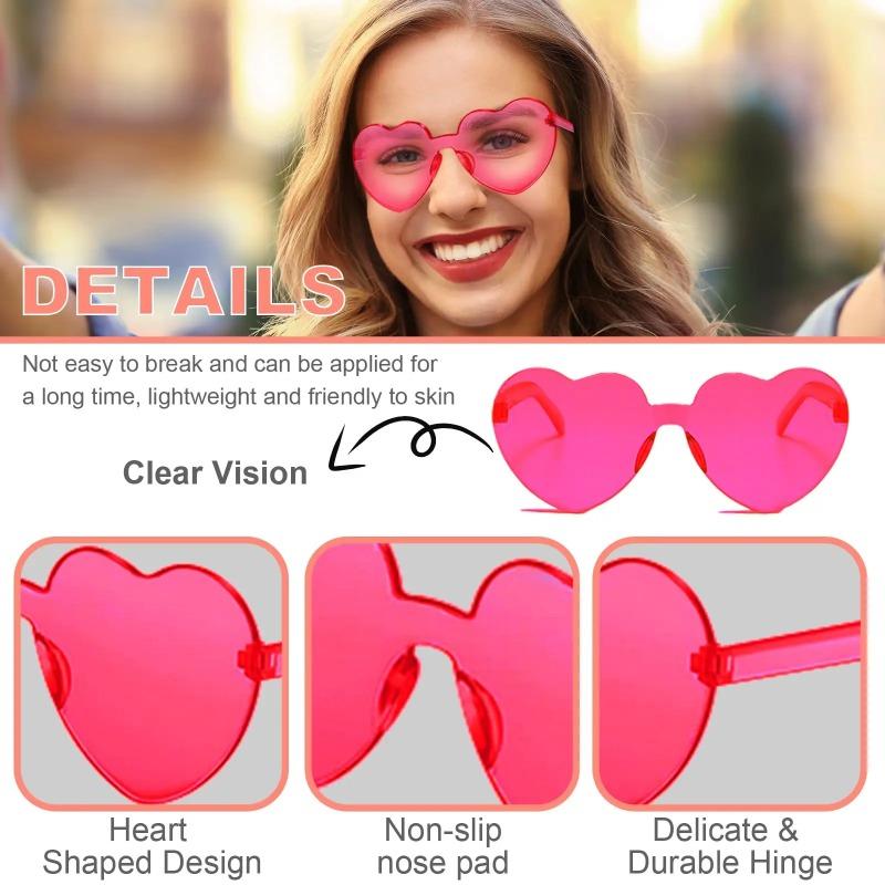 Rimless Heart Sunglasses, Candy Color Fun Glasses, Bachelor & Wedding Party Favors, Gift for Guests & Party Decor