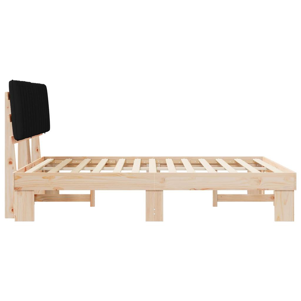 Bed Frame with Padded Headboard Black 160 x 200 cm