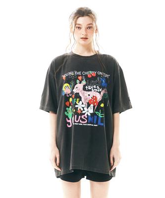 Soipeuyukaen Oversized Loose Fit Pigment Print T-Shirt