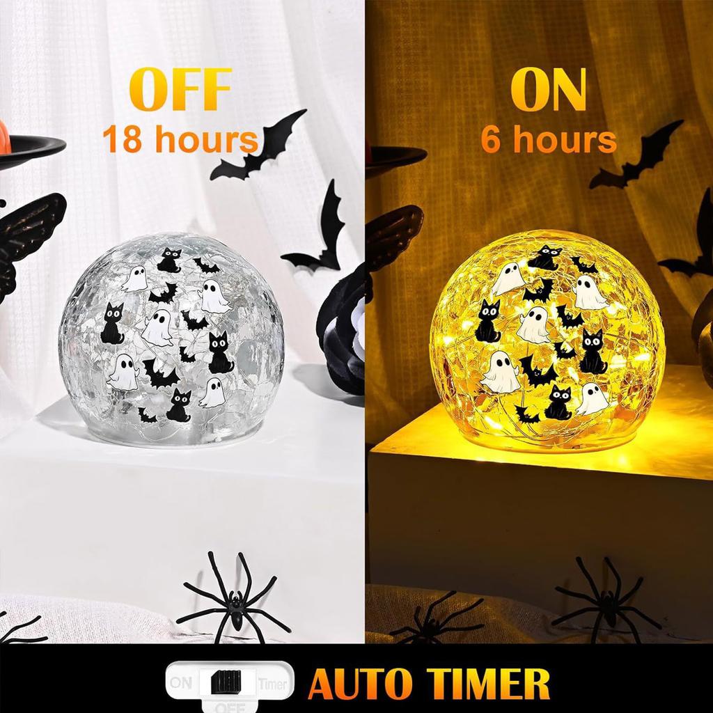 Decoration Cat Ball Light Crack Glass Ball Light, Desktop Ornament