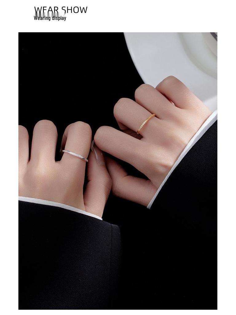 Banyan Tree Women's Simple Luxury S925 Silver Diamond Stackable Open Ring