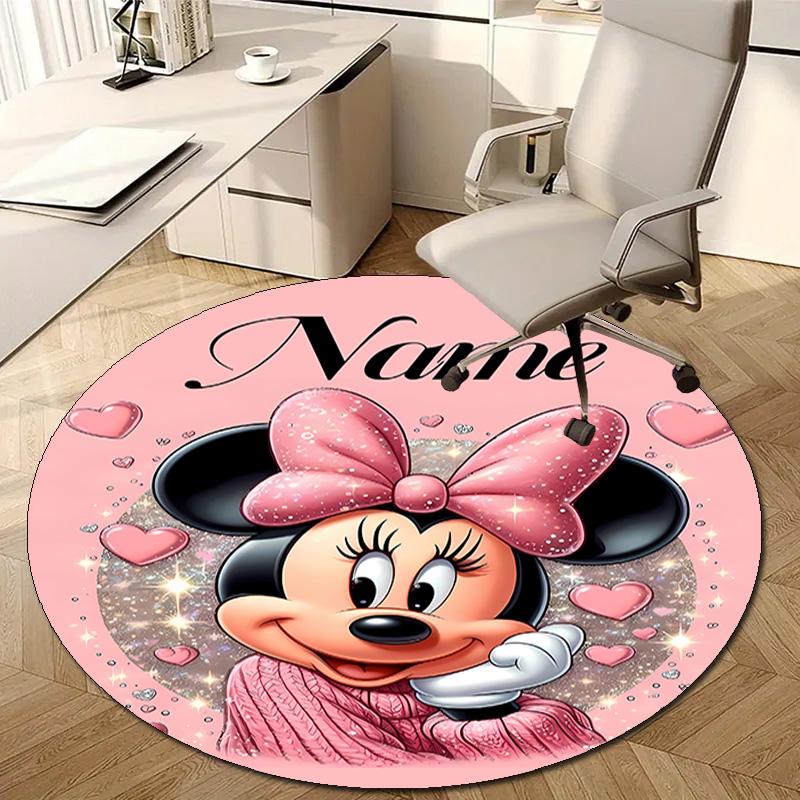 Personalized M-Minnie Round Chair Office Rug - Perfect for Mat, Office Chair & More - Ideal Gift for Birthdays and Holidays