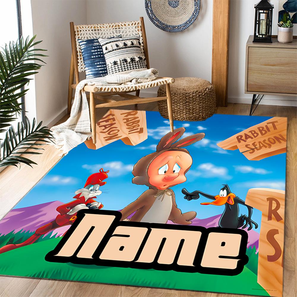 Looney Tunes: Name Frames Customize Text Floor Rug Office Rug Suitable for Dining Room Living Rooms Outdoor Kitchen Anti-slip Rug Office home decor