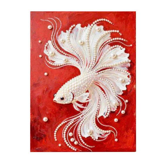 DIY Faux Pearl Painting Kit Castle Sunflower Pattern 3D Imitation Pearl Art Craft Home Wall Decoration Kit