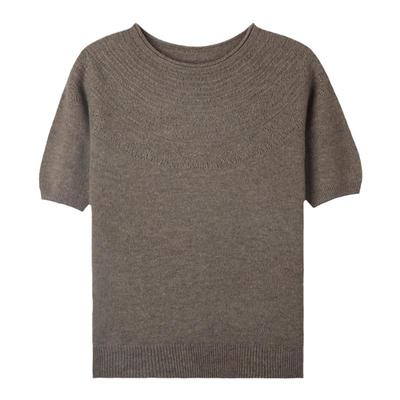 Knitted Short-sleeved T-shirt for Women In Summer New Loose Pullover Sweater Large Size Round Neck Hollow Inner Layer Bottoming