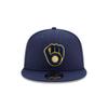 New Era Milwaukee Brewers 9Fifty Snapback Hat Brewers Basic Snapback Old School Brewers Navy Cap,
