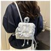 1Pcs Large Capacity Bow Shoulder Bag Multi Functional Korean Style Lace Plaid Backpack Travel Canvas Backpack Book Bag
