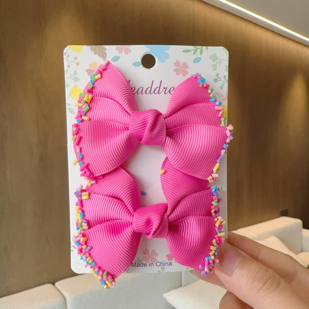 2Pcs/lot Baby Solid Hair Bows Hair Clips Ribbon Bow Hairpin for Girl Cheer Bowknot Barrettes Children Headwear Hair Accessories