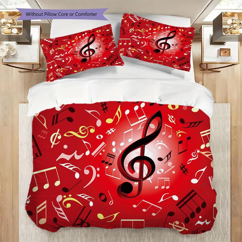 1PC Music, guitar Theme Bedding Quilt Set Quilt Cover Pillowcase Home Decoration Birthday Gift (1 * duvet cover + 2 * pillowcase, without core)
