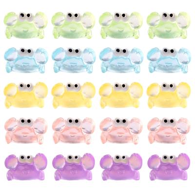 20Pcs Luminously Multicolor Crabs Figurine Miniature Resins Decors Glows In Dark Ornaments Mystical Landscape Display