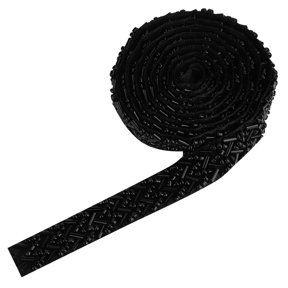 1 Yard Pearl Ribbon Tape DIY HandMade Clothes Embroidered Sewing Decoration Accessories(1.5cm Black