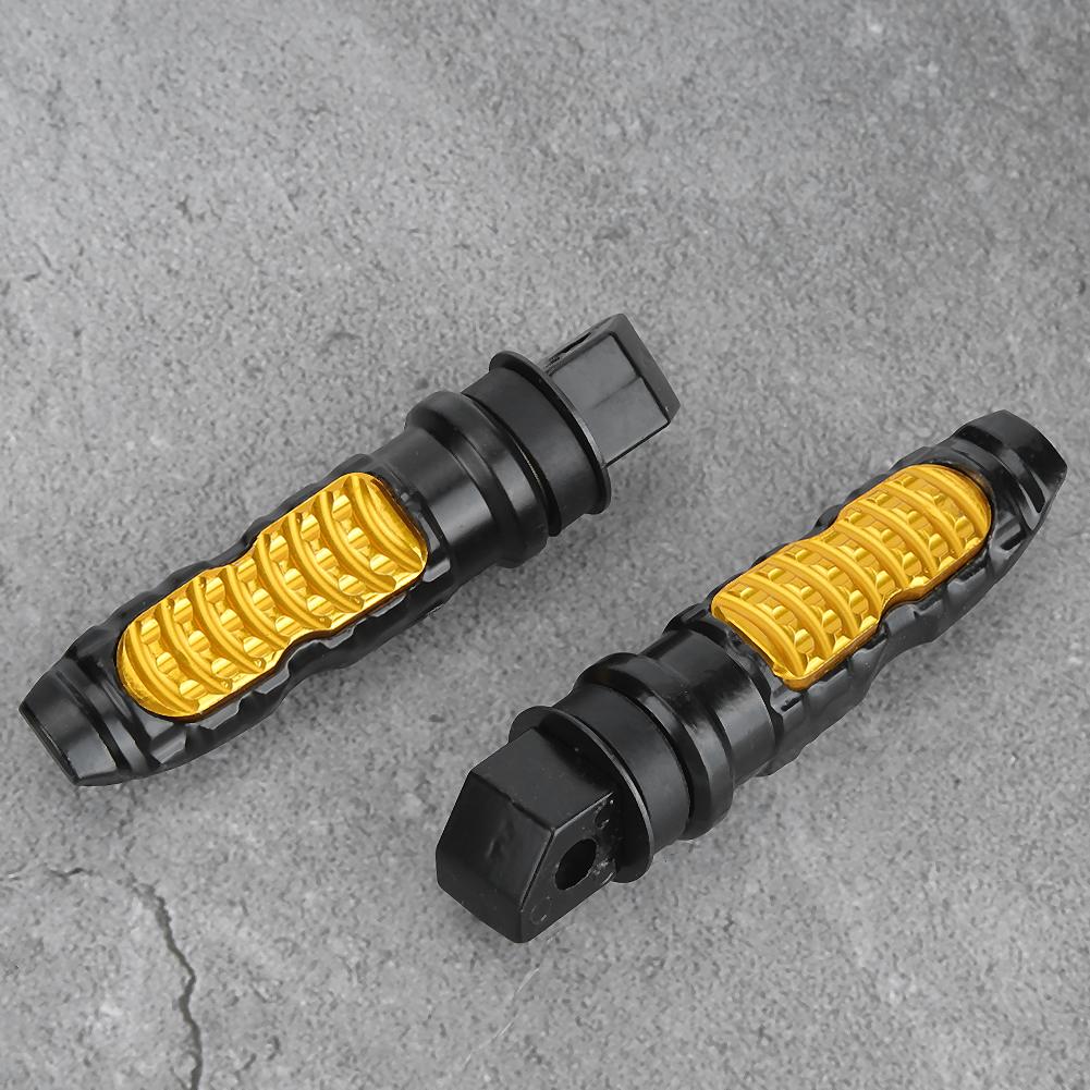 1 Pair Universal Aluminum Footrest Pedal Foot Rest Footpegs Yellow