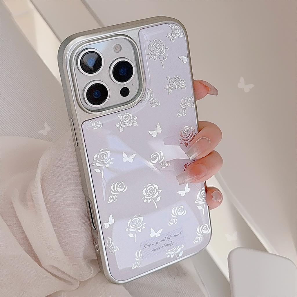 Gilded Ins Rose Butterfly Suitable for 16 Apple 15pro Max Mobile Phone Case Iphone 14 Drop Glue 13 Gentle 15