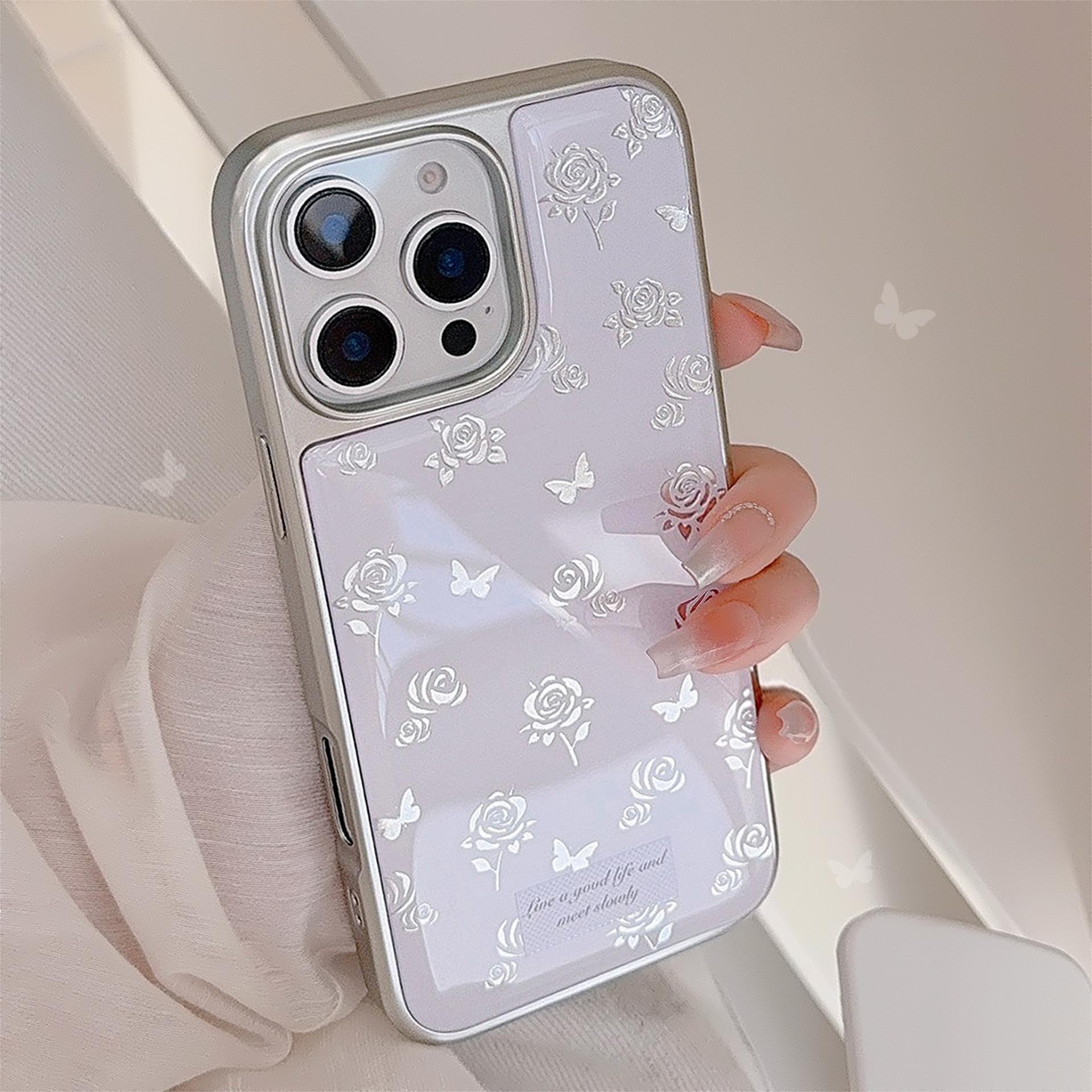 

Золотистый Ins Роза Бабочка Подходит для 16 Apple 15pro Max Чехол для мобильного телефона Iphone 14 Капля Клея 13 Нежный 15 Samsung S25ULTRA