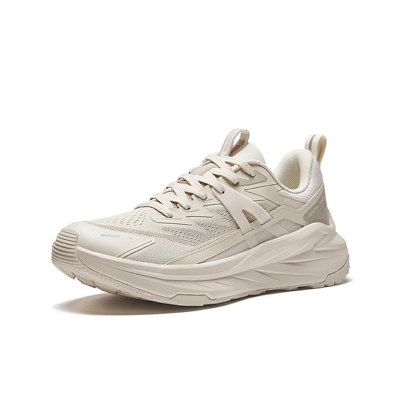Anta Running Collection Slip Resistant Abrasion Resistant Cushioning Low Top Casual Running Shoes Men's Ecru 912435506-1