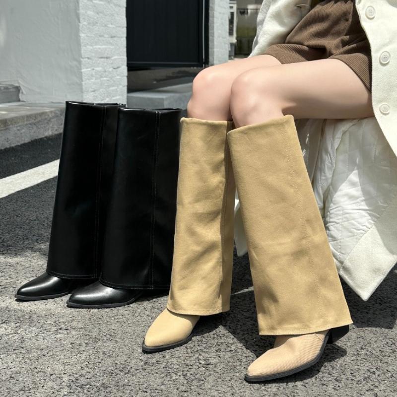 Fashion Autumn Winter Pointed Toe Women High Boots Street Style Banquet Party Dress Woman Pipe Long Boots Goth Botas Mujer