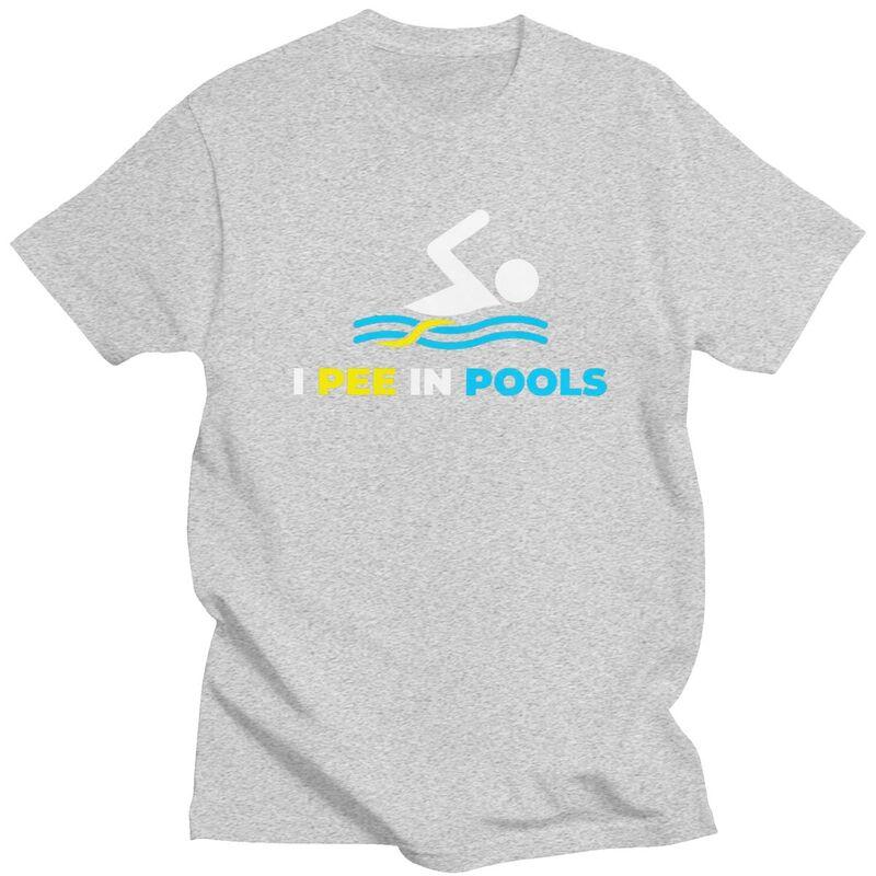 Individuelles Mode Lustiges Schwimmen Ich Pisse in Pools T-Shirt Herren Kurzarm-T-Shirts Streetwear Tee 100% Baumwolle Übergroßes T-Shirt Geschenk