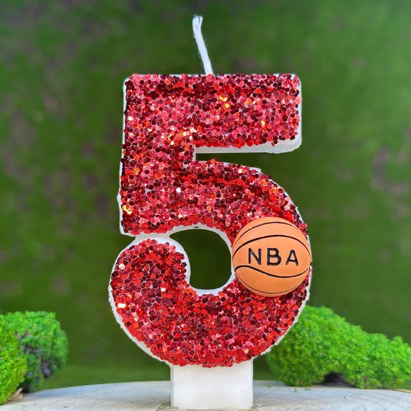 Basketball Number Birthday Cake Candles - Creative Digital Party Decorations