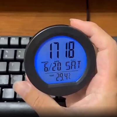 Digital Clock Small Solar Powered Automotive Dash Clock LED Auto Interior Calendar for Classroom Travel Table Bedside Fridge RV