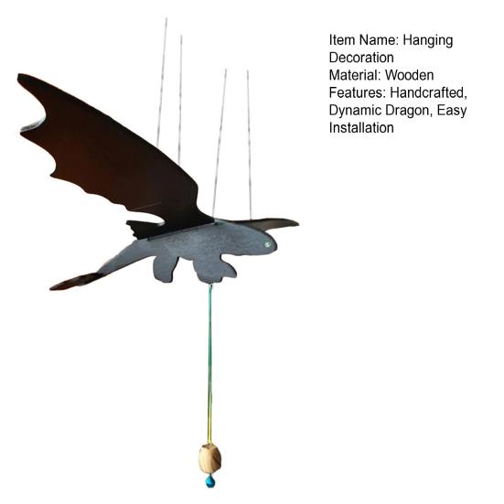 Flying Dragon Hanging Decoration Handmade Wooden Dragon Ornament Kinetic Winged Dragon for Nursery Bedroom Decor