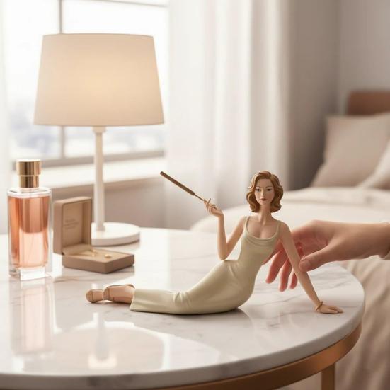 Handcrafted Women Aroma Figurine Resin Elegant Lady Incense Stick Holder Meditating Lady Sculpture Aromatherapy Statue for Living Room Bedroom