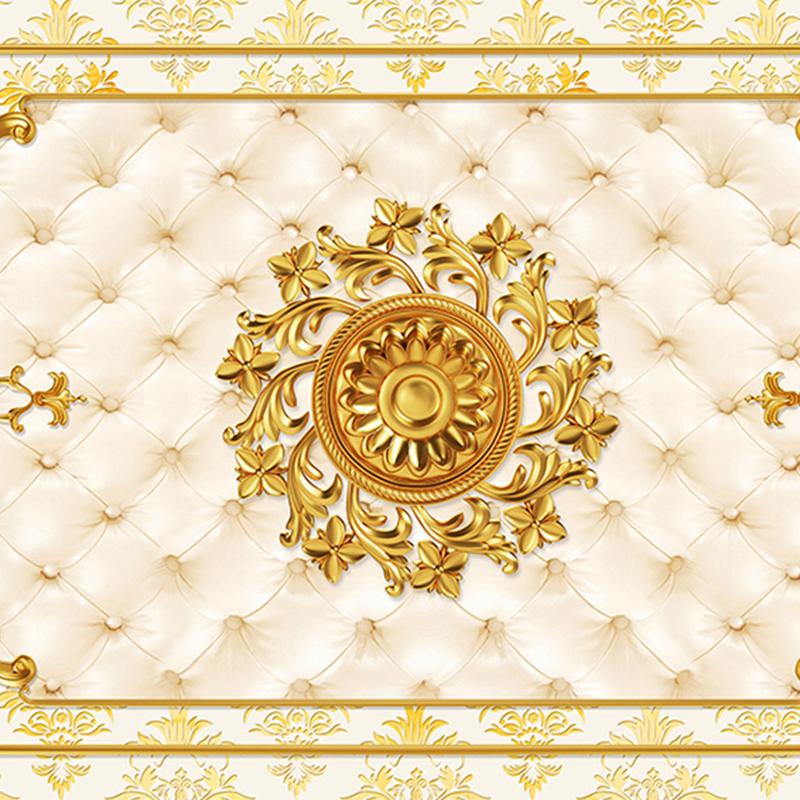 Custom Photo Wall Paper European Style Gold Pattern Ceiling Murals Hotel Restaurant Living Room Luxury Wallpaper Papel De Parede