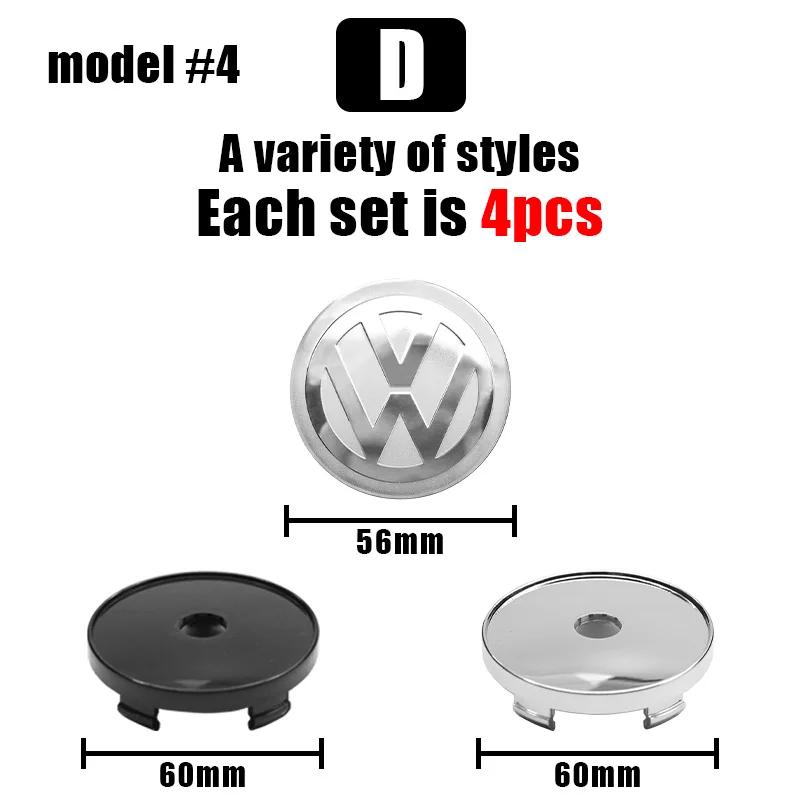4Pcs 56mm 60mm Car Wheel Center Hub Cap Rim Cover Sticker Auto Accessories For Volkswagen Tiguan GTI GTD VW R Rline Golf Phaeton