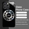 Lustige Retro-Drehwählermuster-Schutzhülle aus gehärtetem Glas für iPhone 17 16 Pro Max 16 15 14 Plus 13 12 Mini 11 X XS MAX XR Hülle